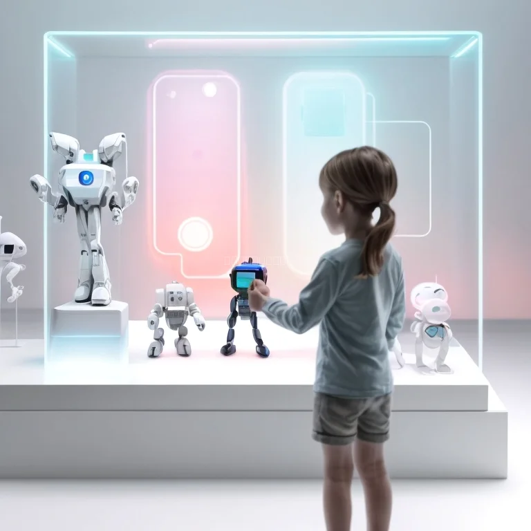 子供がAIロボットと遊ぶ様子